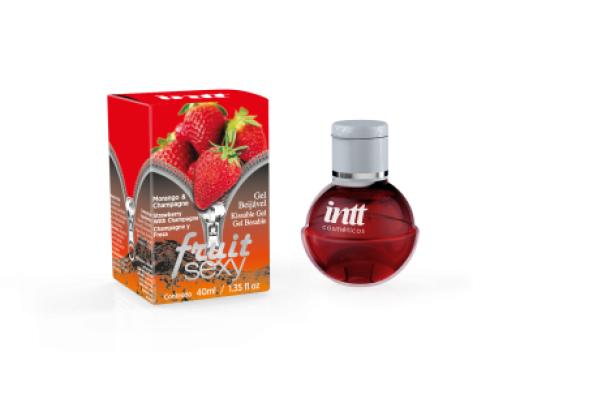 Fruit Morango com Champanhe Gel Beijável com Aquecimento
