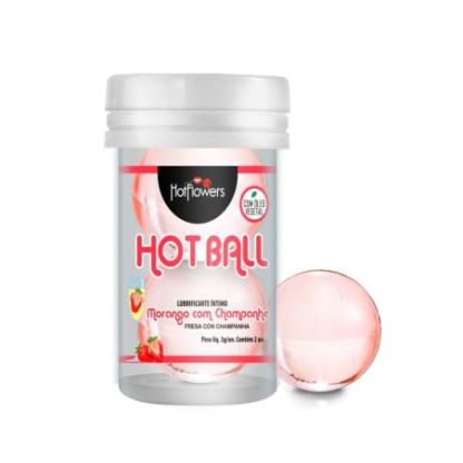 Hot Ball Beija Muito Sabor Morango com Champanhe Bolinha Lubrificante