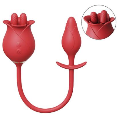 Rosa Estimuladora com Dedilhar no Clitóris e plug vibratório